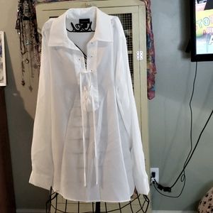 Blouse High Low Hem, Off white sz Med whowhatwear